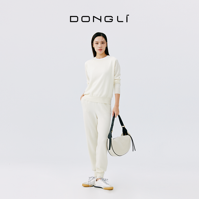 东黎山羊绒束脚休闲长裤