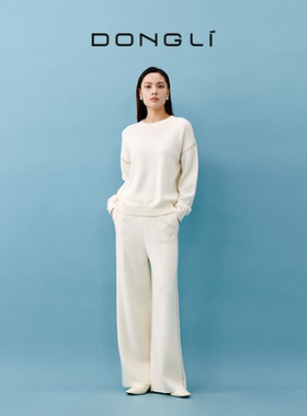 东黎山羊绒 女士秋冬新款圆领针织套头衫时尚百搭贝壳绣毛衣 4587