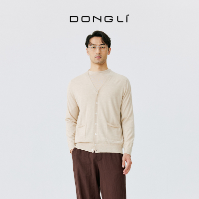 东黎山羊绒男士V领羊绒开衫