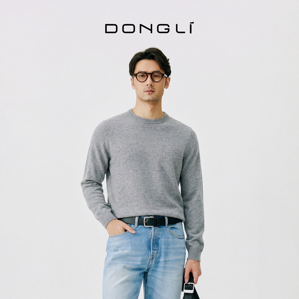 东黎•山羊绒 秋冬男士圆领纯绒保暖宽松舒适套头羊绒衫打底 1733
