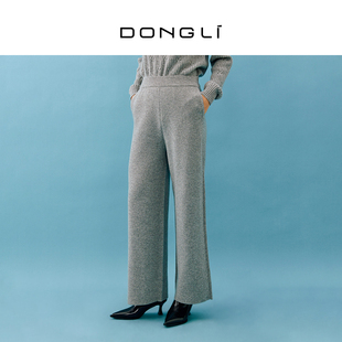 厚款 女士纯羊绒阔腿粗纺休闲长裤 4851 2024秋冬新款 东黎•山羊绒