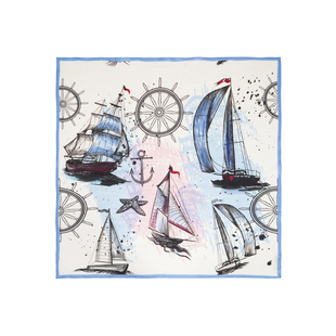 百搭薄款 东黎 85CM轻奢时尚 女士精纺印花方巾85 披肩4460 山羊绒