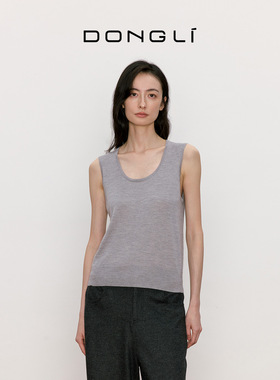 东黎山羊绒桑蚕丝 丝韵绒雅 女士秋冬新款精纺圆领背心打底衫5393