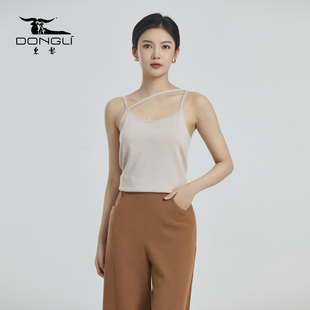东黎山羊绒 春夏新款女士精纺吊带背心纯羊绒针织细肩带打底4214