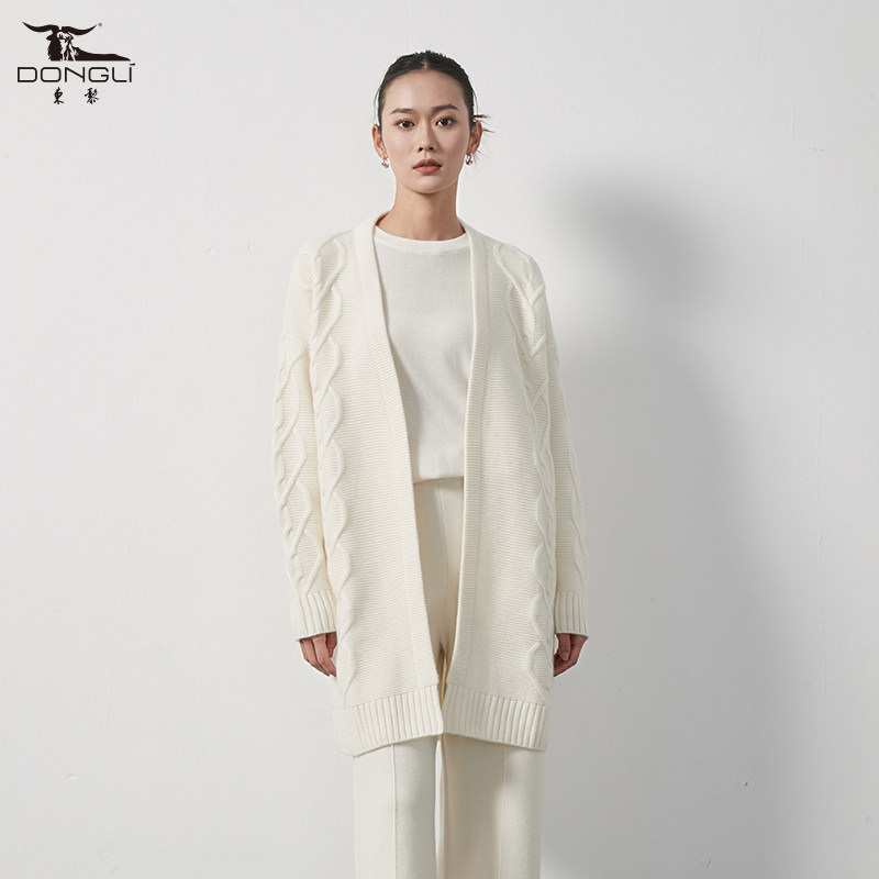 东黎溯源款 山羊绒 女士秋冬季针织绞花V领厚款无扣羊绒开衫,女装/女士精品,羊绒衫,淘宝优惠券,粉丝福利购,淘宝优惠卷