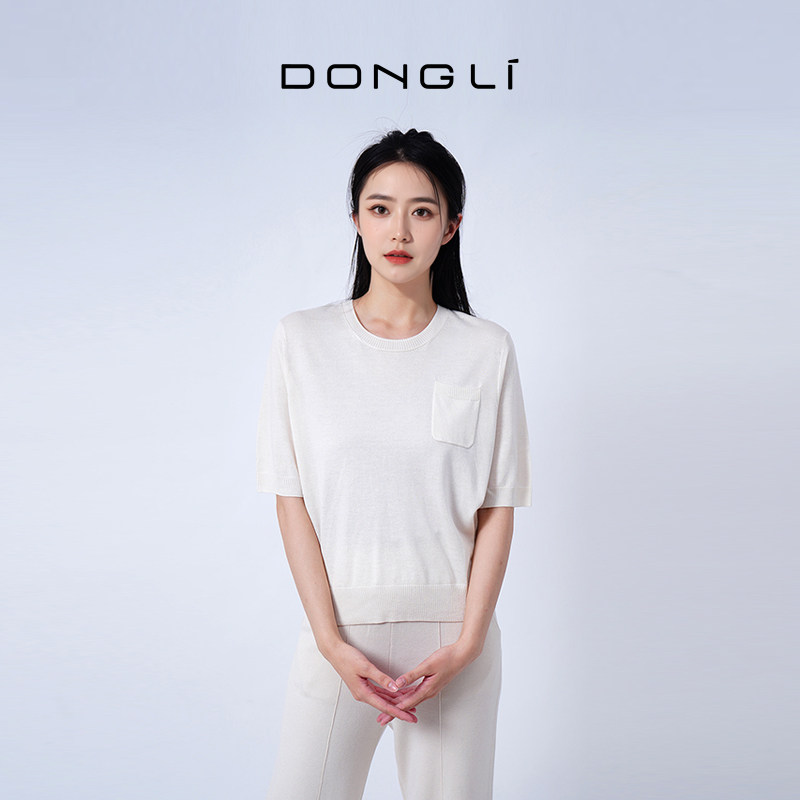 东黎 丝绒款 女士春夏季针织圆领半袖T恤衫百搭时尚简约舒适 4636,女装/女士精品,毛针织衫,淘宝优惠券,粉丝福利购,淘宝优惠卷