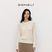 东黎山羊绒 宽松套头毛衣5036 女士圆领纯色针织衫 2025秋冬季 新款