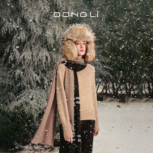 轻奢松软亲肤保暖围脖时尚 秋冬法式 女士围巾披肩3575 山羊绒 东黎