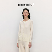 净色简约显瘦圆领针织女士纯绒开衫 东黎山羊绒 2024春秋季 17A126