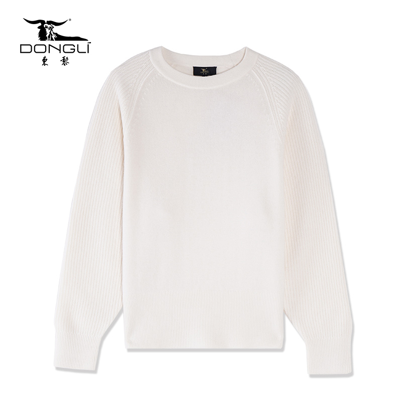 东黎插肩袖圆领简约羊绒衫