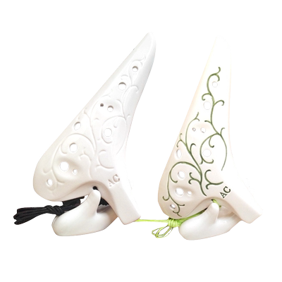 洪啸12孔白釉教学款c调高音陶笛