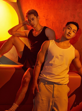 YOR X AsH【张泽同款】螺纹背心金属牌运动休闲无袖上衣弹力打底