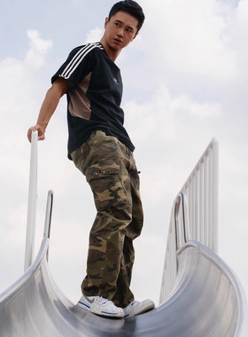 YOR-美式复古迷彩裤立体裁剪直筒工装 秋冬男女同款