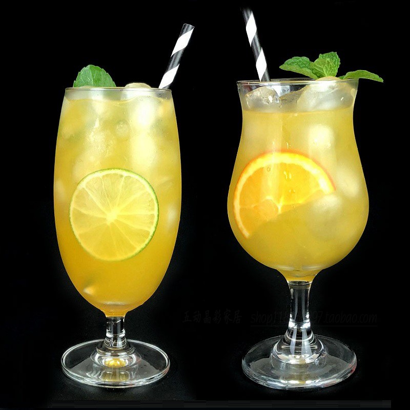 高脚玻璃果汁杯饮料杯创意热饮杯