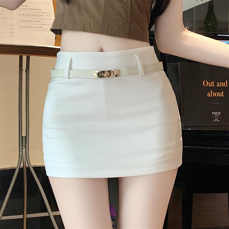 白色西装短裙半身裙女夏季高腰显瘦紧身包臀a字裙修身辣妹一步裙
