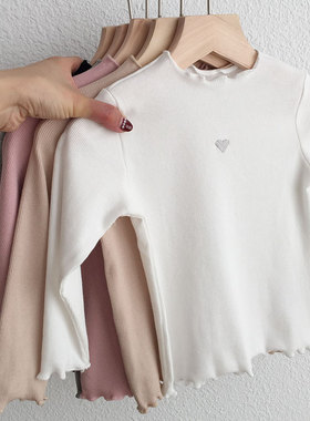 秋季宝宝白色打底衫女纯棉婴儿女婴小童秋衣女童长袖t恤儿童上衣