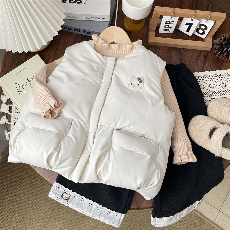 2025秋冬女童卡通两面穿夹棉马甲宝宝加厚保暖背心儿童坎肩小女孩