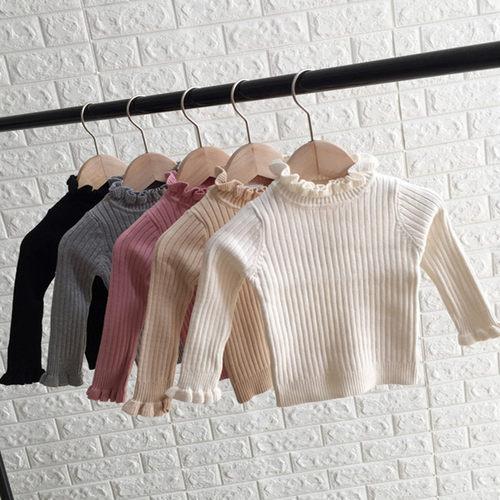 打底半高领小童婴儿木耳边针织衫