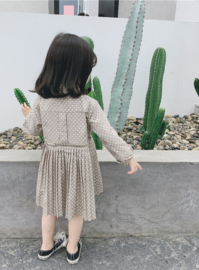 春秋宝宝裙子儿童女童衬衫裙洋气小女孩小童波点连衣裙韩版衬衣女