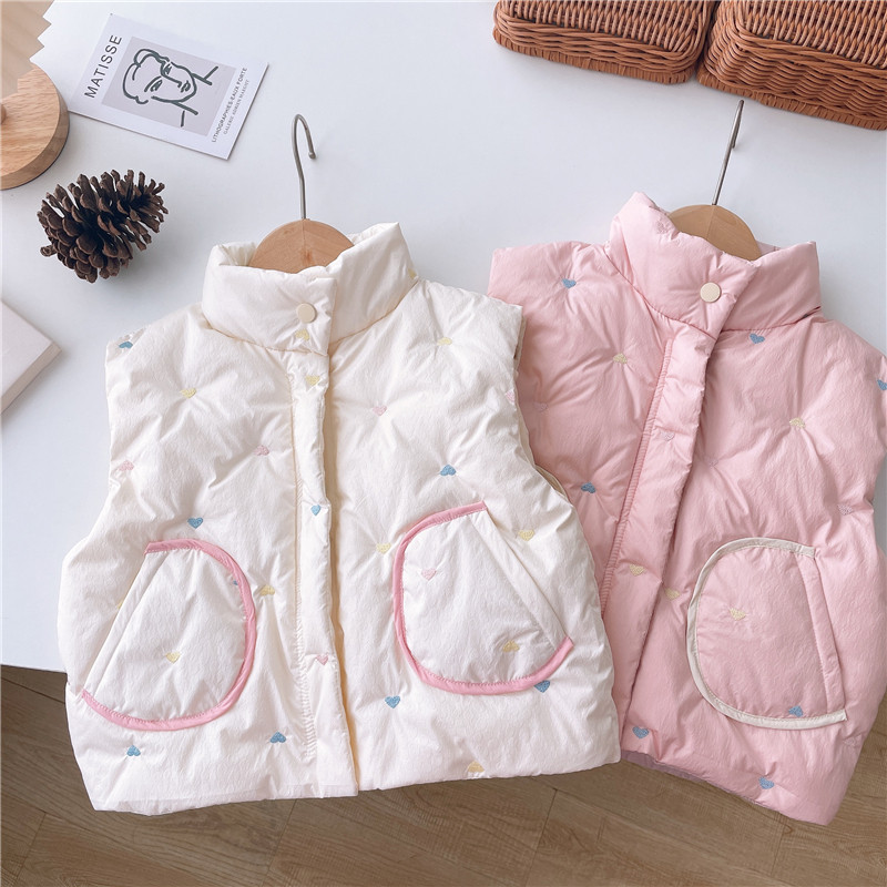 冬季女童羽绒马甲外穿轻薄宝宝彩色爱心刺绣背心儿童立领坎肩保暖,童装/婴儿装/亲子装,马甲,淘宝优惠券,粉丝福利购,淘宝优惠卷