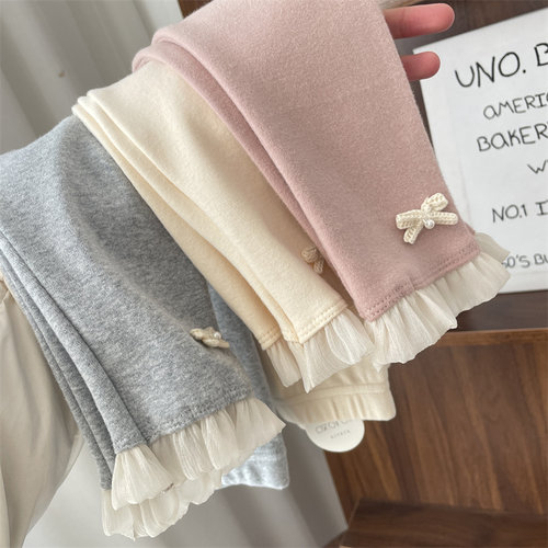 长裤小蝴蝶结花边打底裤