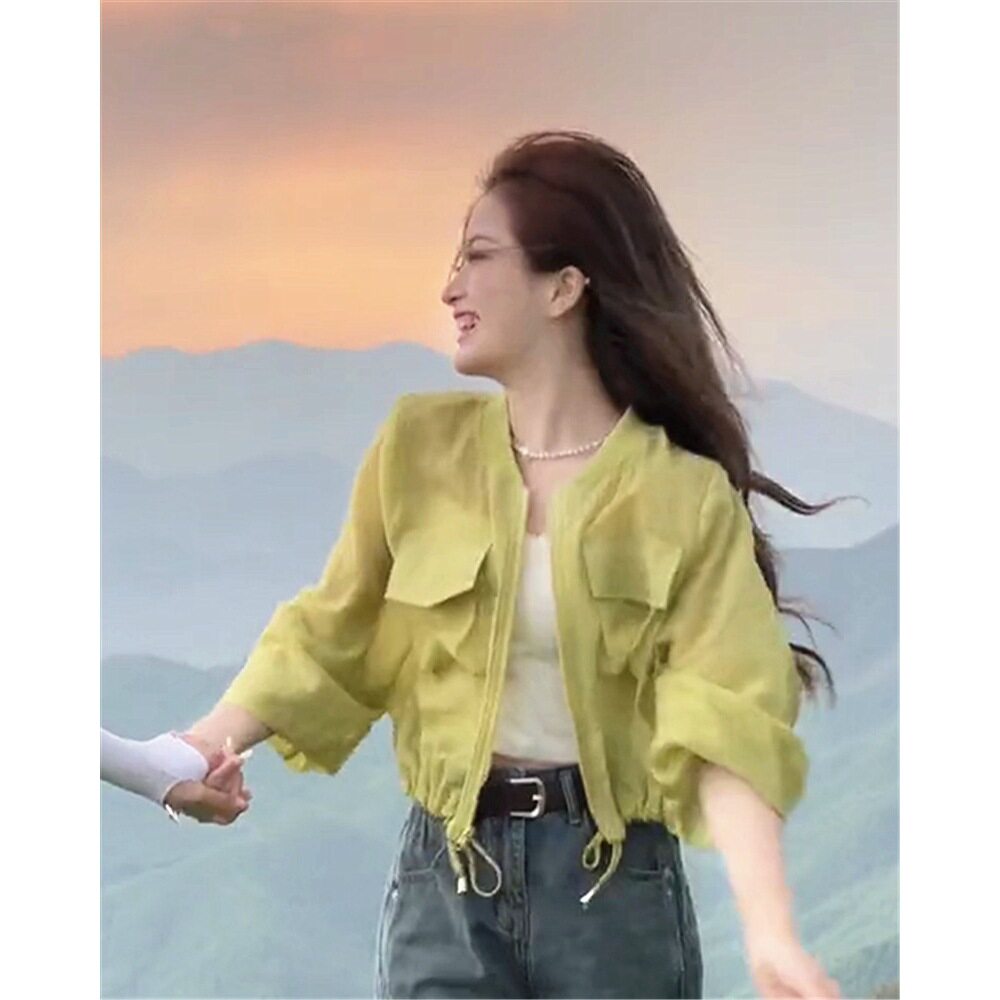 轻薄透气短款防晒衣女2026新款夏季小个子抽绳设计夹克小香风外套