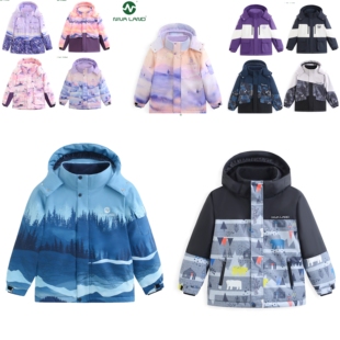尼韦兰滑雪服2025新款男童连帽户外服女童三防加厚保暖外套棉服