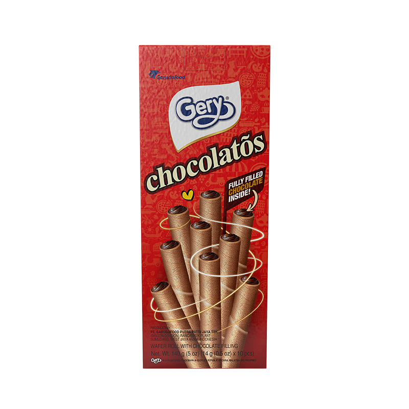 Gery芝莉黑巧克力夹心卷蛋卷饼干印尼进口独立包装休闲零食注心卷