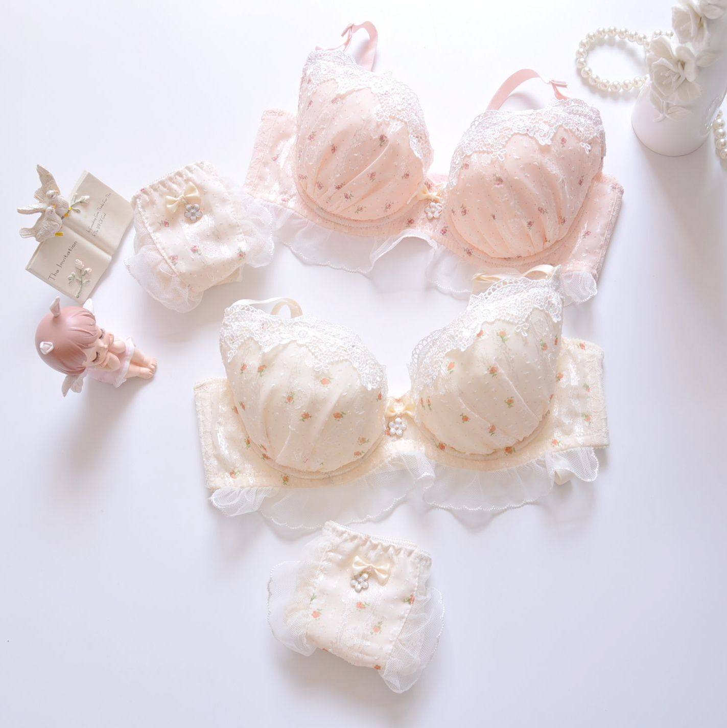 日系雪纺清纯刺绣甜美可爱有钢圈聚拢薄罩杯少女学生内衣文胸套装,女士内衣/男士内衣/家居服,文胸套装,淘宝优惠券,粉丝福利购,淘宝优惠卷