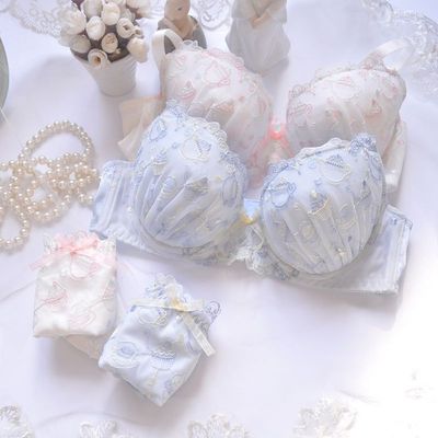 可爱风无海绵薄罩杯文胸套装包邮