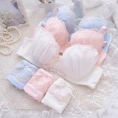 少女文胸套装 日系三色薄杯无海绵有钢圈内衣花朵立体刺绣大码 包邮