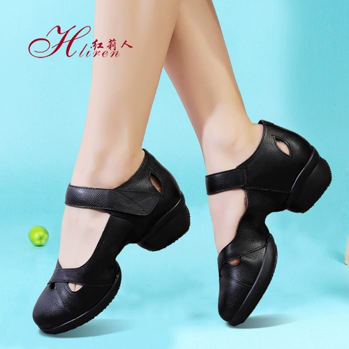 红莉人 Летние белые танцующие туфли, из натуральной кожи, мягкая подошва