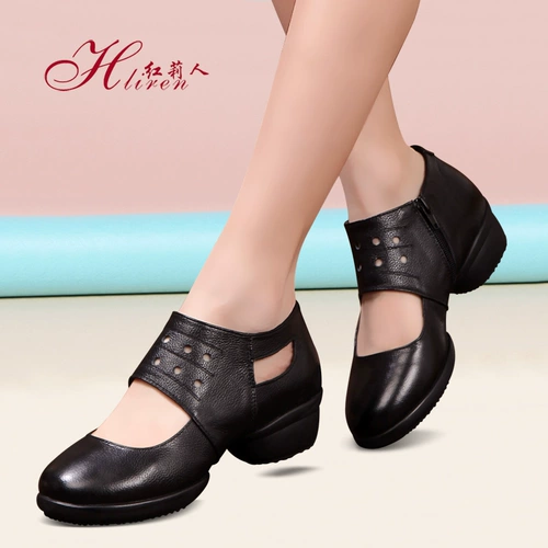 红莉人 Танцующие летние современные туфли, из натуральной кожи, мягкая подошва