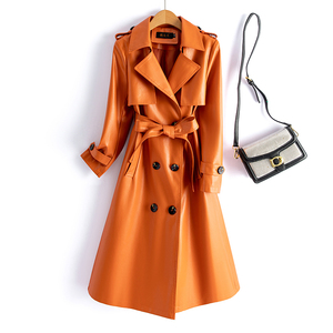 海宁真皮皮衣女中长款秋冬新款修身时尚洋气风衣显瘦羊皮网红外套