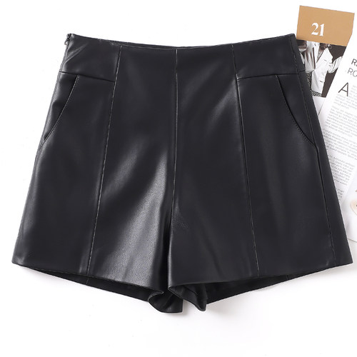 海宁真皮皮裤女绵羊皮短款直筒裤