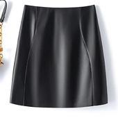 海宁真皮短裙女士半身裙高腰显瘦皮裙2025秋季 新款 绵羊皮包臀裙子