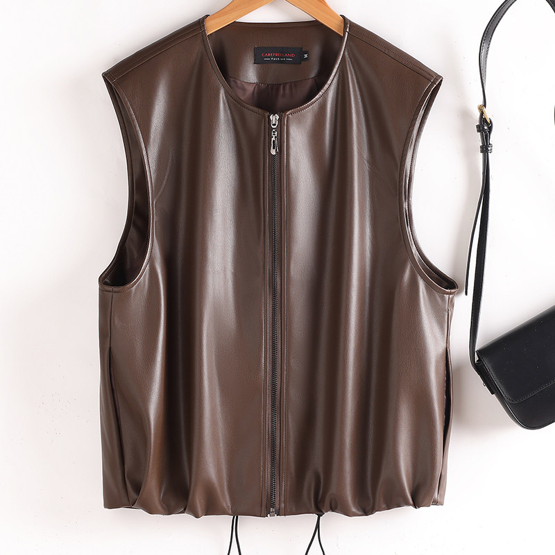 海宁真皮皮衣马甲女2025秋季新款绵羊皮修身显瘦百搭短款无袖外套