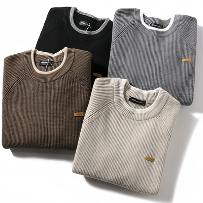 极简气质高端品质感厚料圆领毛衣男士内搭秋冬款打底针织衫男上衣