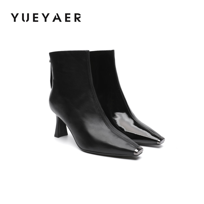 月芽儿2025冬季新款法式气质通勤高跟鞋尖头短靴女显瘦百搭时装靴,女鞋,时装靴,淘宝优惠券,粉丝福利购,淘宝优惠卷