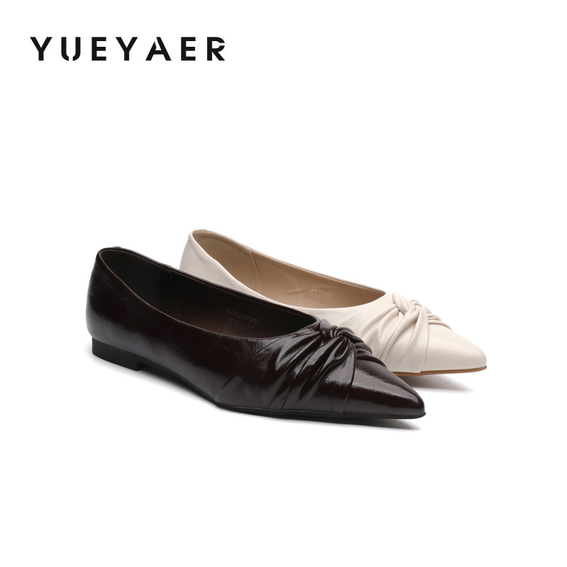 月芽儿轻熟风尖头褶皱浅口单鞋女2026春新款平底百搭不累脚通勤鞋,女鞋,浅口单鞋,淘宝优惠券,粉丝福利购,淘宝优惠卷