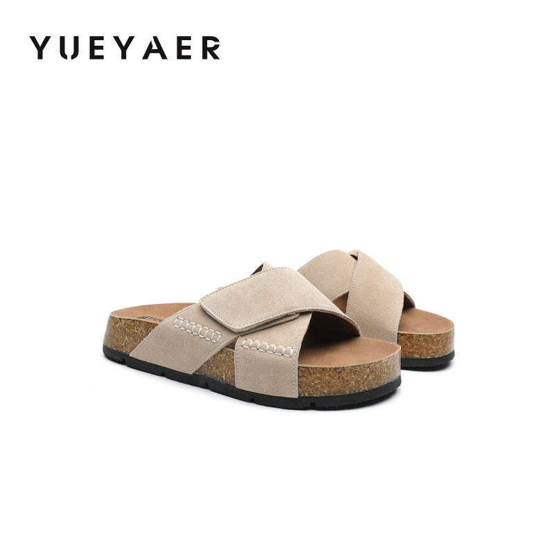 月芽儿新款交叉带凉鞋女外穿平底凉拖鞋增高休闲百搭一字拖鞋