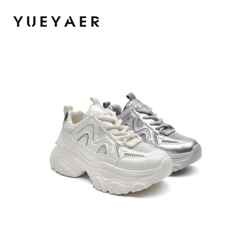 月芽儿轻便软底不累脚厚底老爹鞋女新款网面透气休闲运动鞋潮