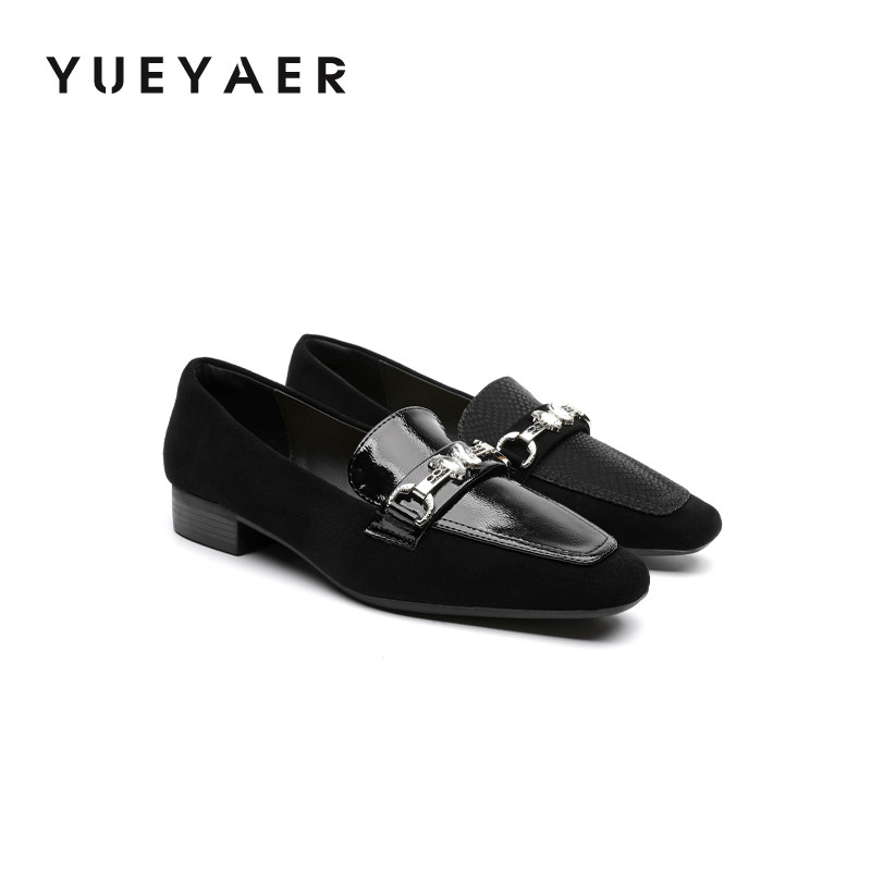 月芽儿英伦风小皮鞋2025秋季新款一脚蹬粗跟百搭蝴蝶扣饰乐福鞋女,女鞋,乐福鞋（豆豆鞋）,淘宝优惠券,粉丝福利购,淘宝优惠卷