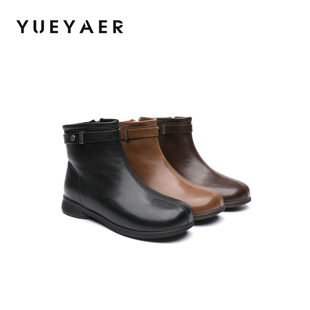 月芽儿短靴女款2025冬季新款爆款短筒低跟配裙子加绒女靴粗跟靴子