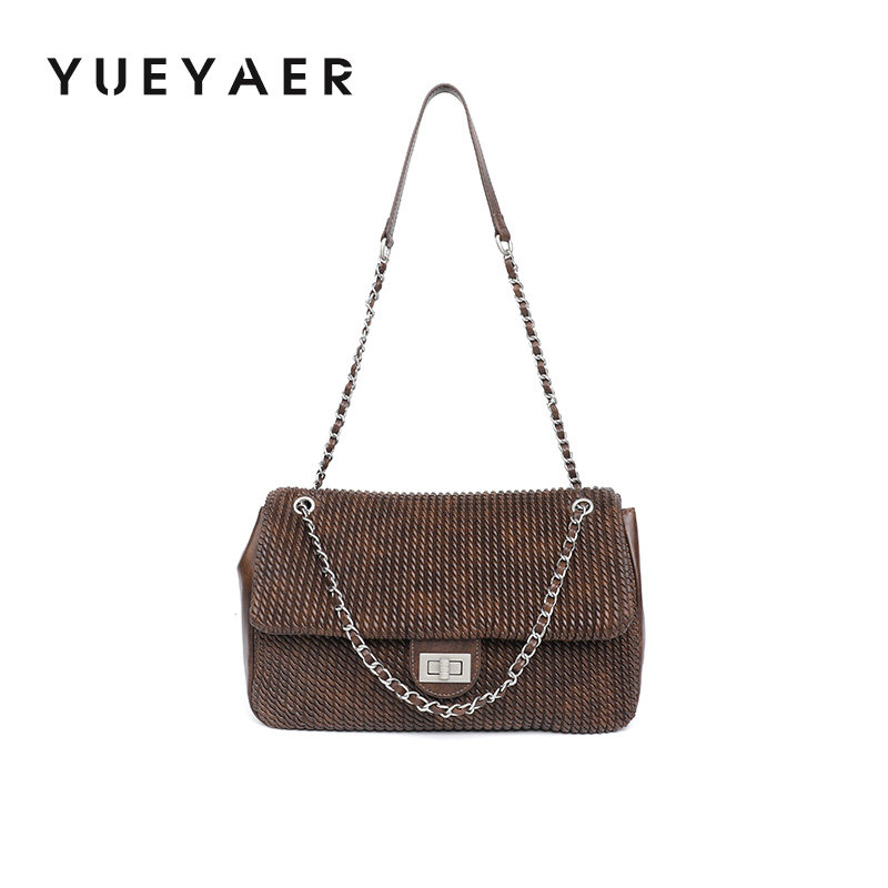 月芽儿链条手提包编织小方包女单肩斜挎包复古包包百搭时尚腋下包