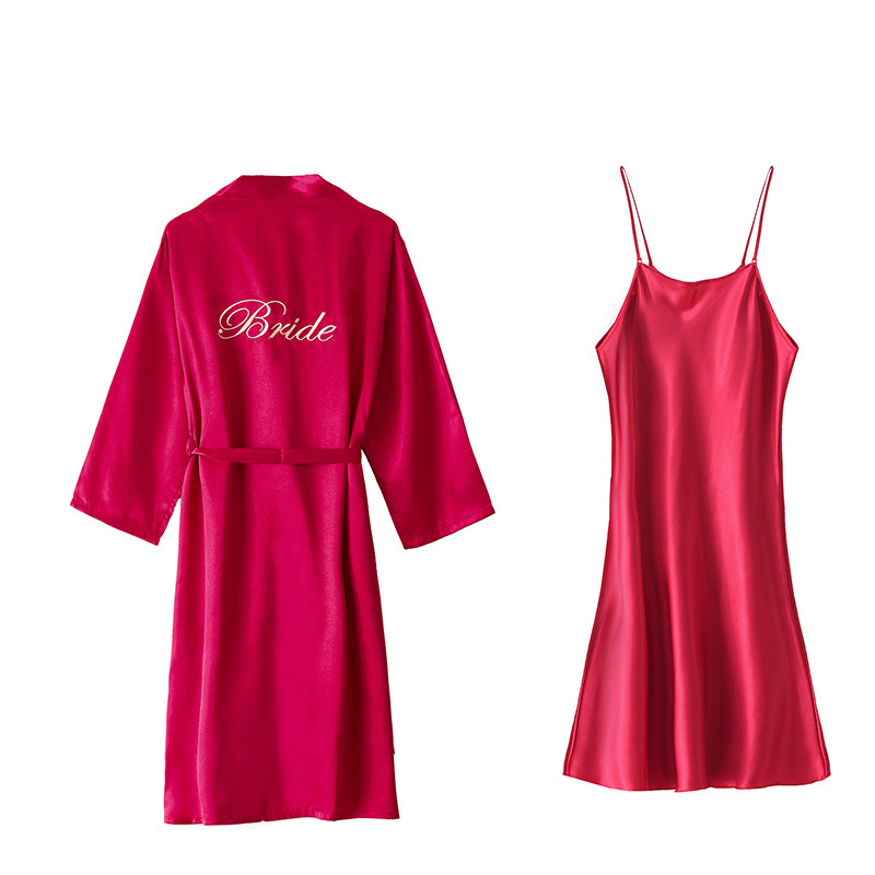 丝绸女婚礼晨袍套装新娘闺蜜睡袍