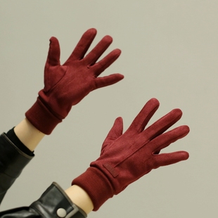 户外骑行登山麂皮复合加绒保暖手套骑电动车防风高弹力不起球触屏