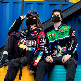 2020秋冬新款 宽松水洗牛仔棒球服 夹克欧美潮牌男女外套个性