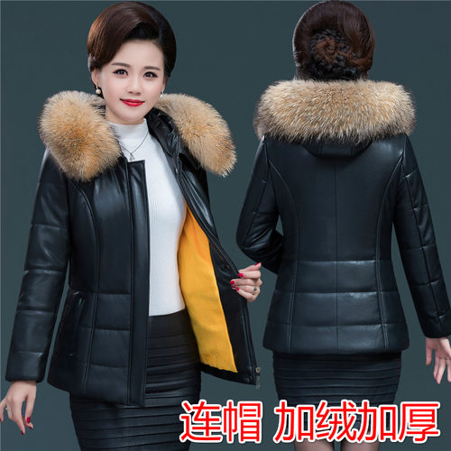 加绒加厚皮衣棉服女短款连帽