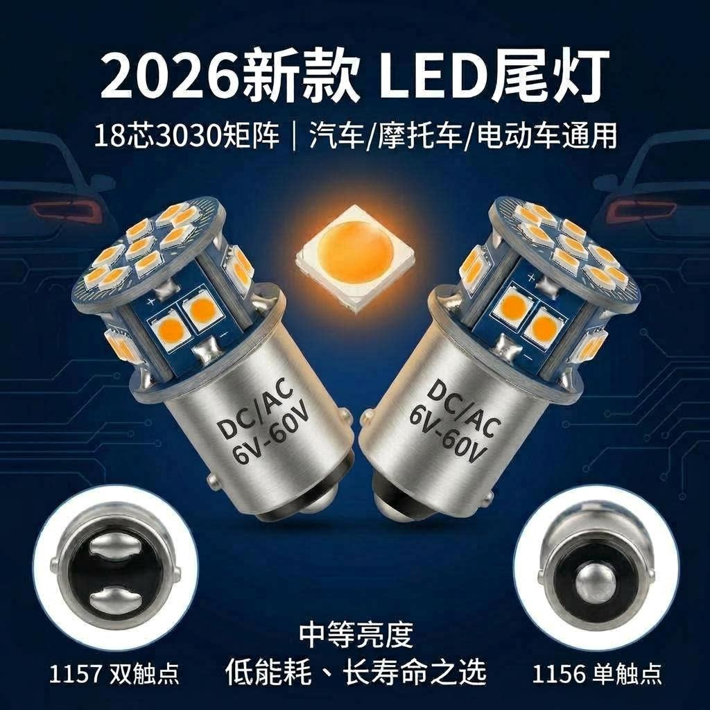 6V 12v 24v 48v 60v led改装灯泡刹车转向倒车灯汽车摩托车踏板车